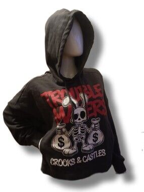 NOW $5. Crooks & Castles Black Hoodie with Red and White Graphic